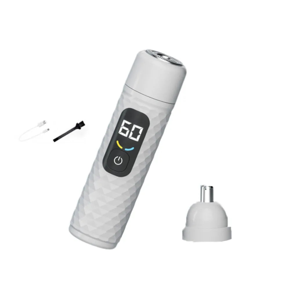 2 in 1 Electric Nose Hair Trimmer Digital Display Rechargeable Men's Electric Razor with Replaceable Head Fast Charging