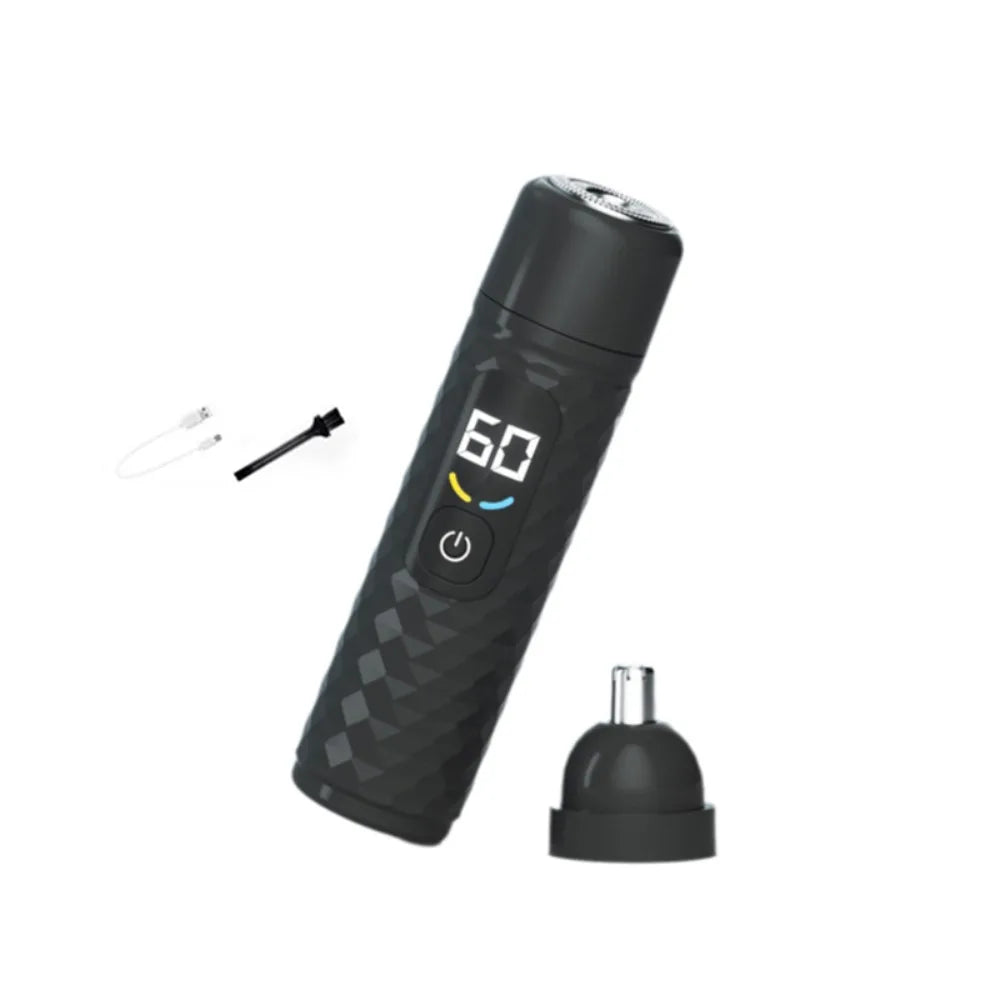 2 in 1 Electric Nose Hair Trimmer Digital Display Rechargeable Men's Electric Razor with Replaceable Head Fast Charging