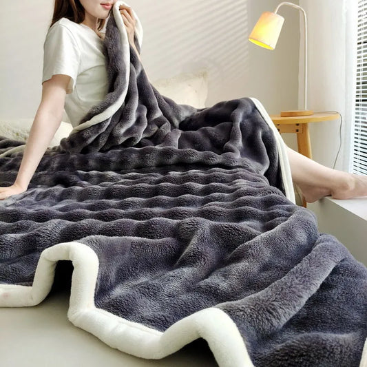 Y1 HomeSolid Color Flannel Rabbit Fur Blanket Nap Cover Blanket Soft Sofa Blanket Coral Fleece Cover For Bedroom Manufacturer Wh
