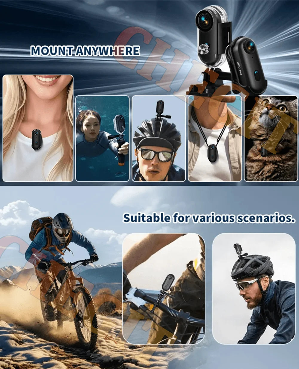 4K WiFi 1080P POV Magnetic Mini Action Camera Pocket Video Vlog Cam Helmet Motorcycle Bicycle Sports Holder Mount Recorder