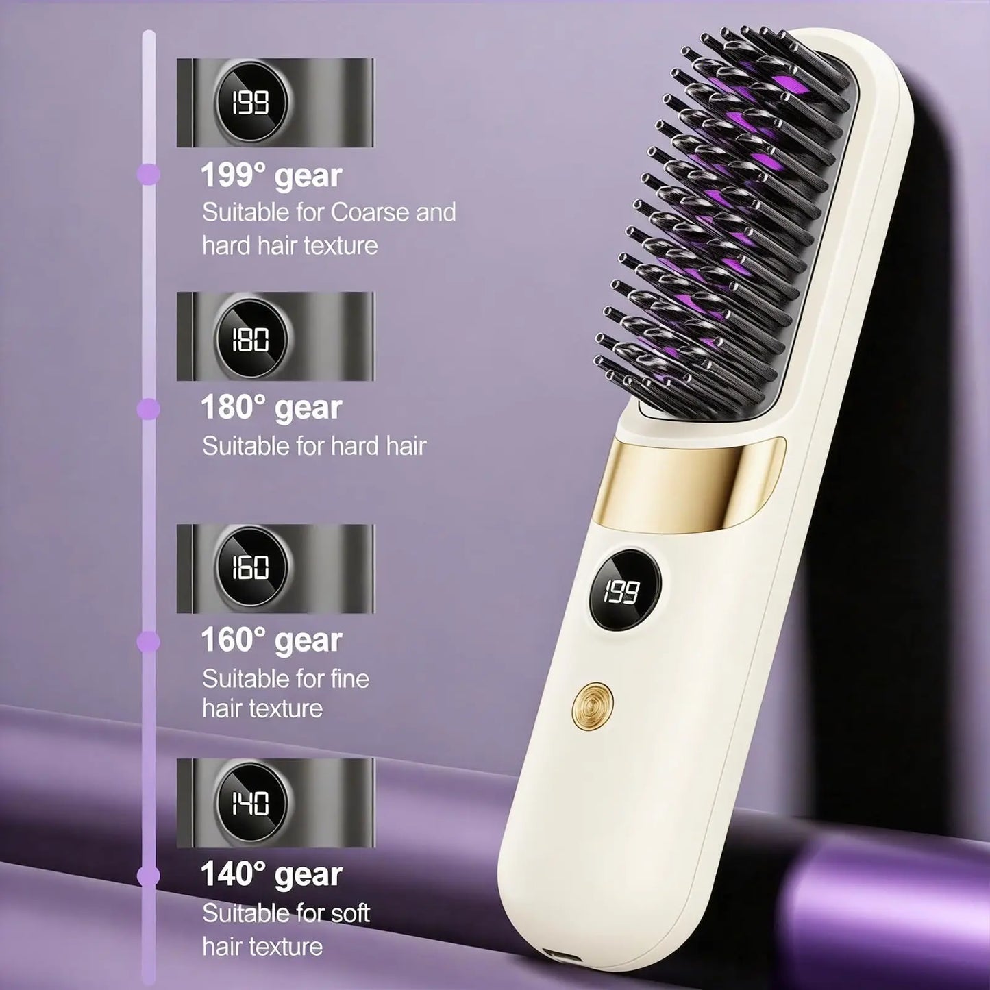 Quick Styling Wireless Straightening Brush – 2026 Cordless Hair Comb for On-the-Go Touch-Up, 30s Fast Heat, Ionic & Ceramic Care