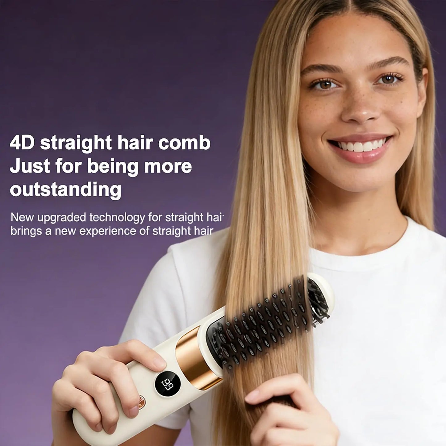 Quick Styling Wireless Straightening Brush – 2026 Cordless Hair Comb for On-the-Go Touch-Up, 30s Fast Heat, Ionic & Ceramic Care