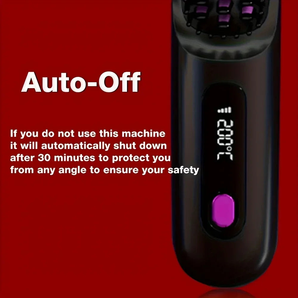 Hair Straightener Brush for Travel with Negative Ion Type-C Charging 2000mAh Battery Frizz-Free Shine Smooth hair