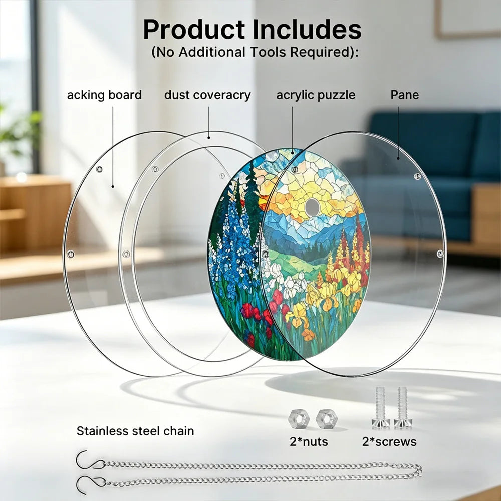 Hot Sale Acrylic Puzzle Window Hanger Light Catching Home Wall Decor Multiple Patterns