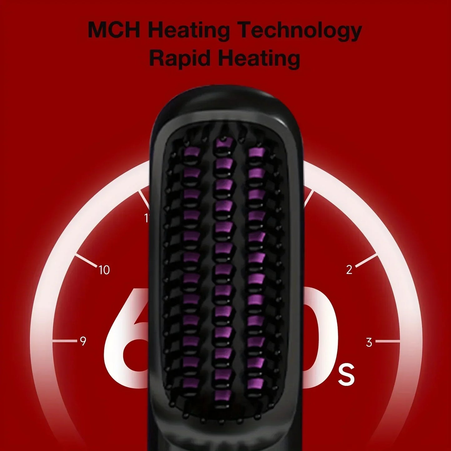 Hair Straightener Brush for Travel with Negative Ion Type-C Charging 2000mAh Battery Frizz-Free Shine Smooth hair