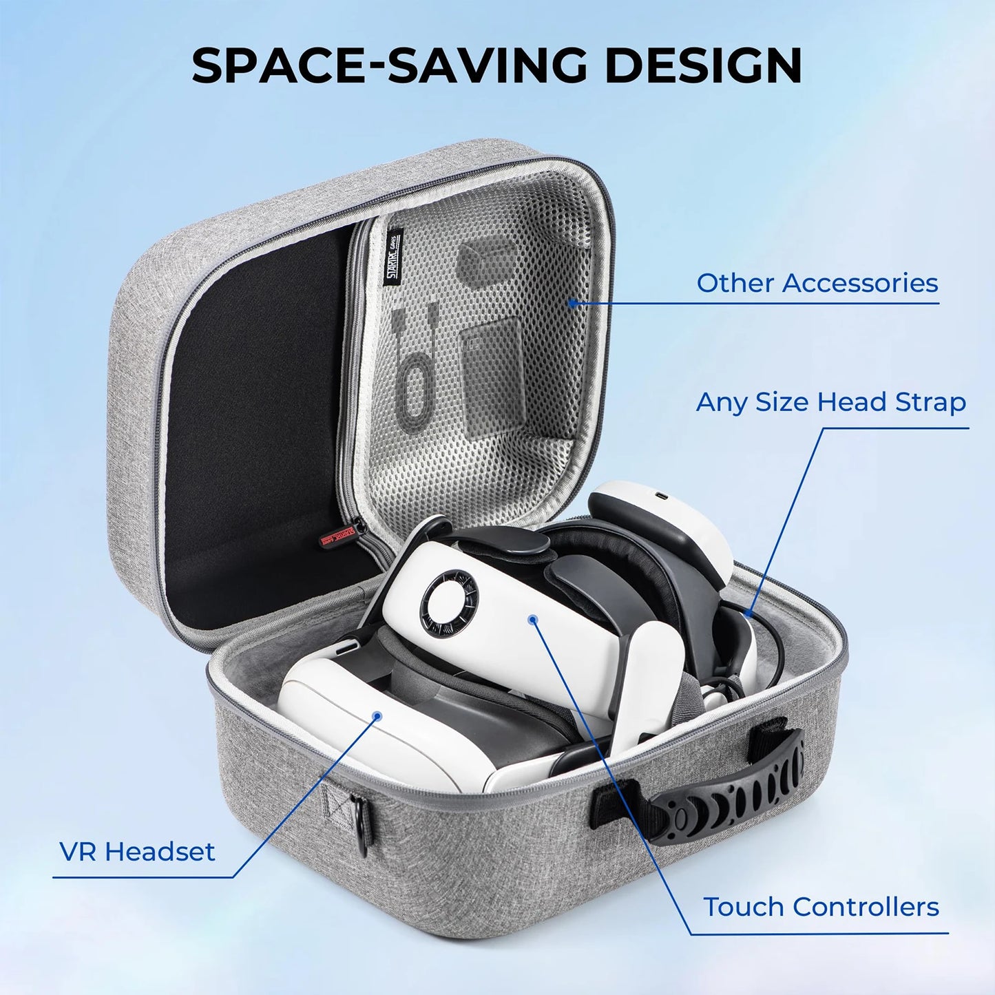 10000mAh Battery Comfort Head Strap For Meta Quest 3/3s Replacement Elite Strap PD18W Charging Enhanced Playtime, Carrying Case