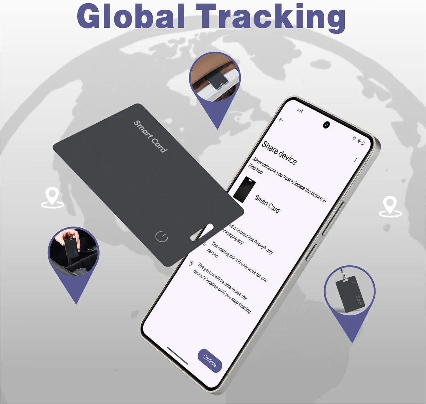 lim Wallet Tracker Card For Android - Ultra Thin Bluetooth Smart Tag Wireless Rechargeable For Wallet And Luggage Anti-Left