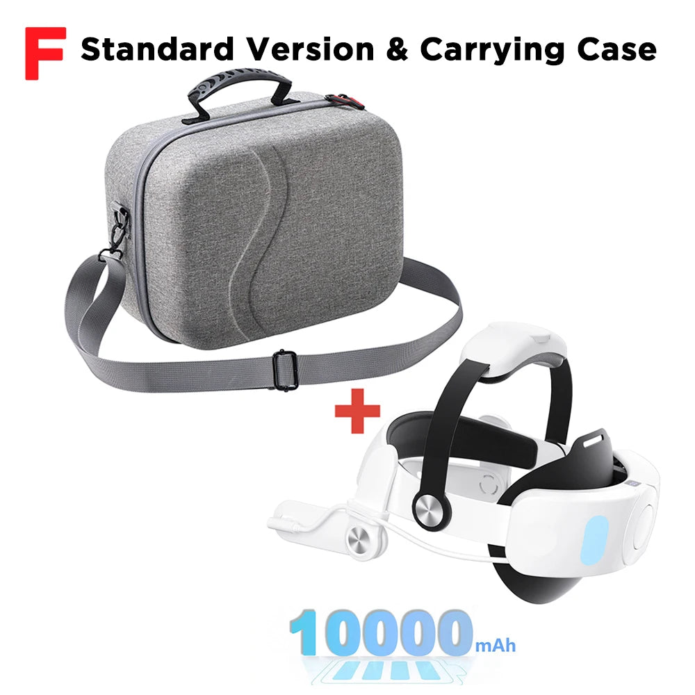 10000mAh Battery Comfort Head Strap For Meta Quest 3/3s Replacement Elite Strap PD18W Charging Enhanced Playtime, Carrying Case
