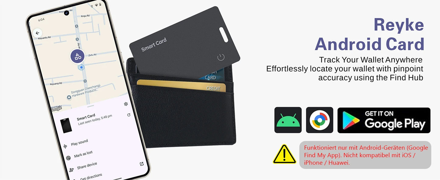 lim Wallet Tracker Card For Android - Ultra Thin Bluetooth Smart Tag Wireless Rechargeable For Wallet And Luggage Anti-Left