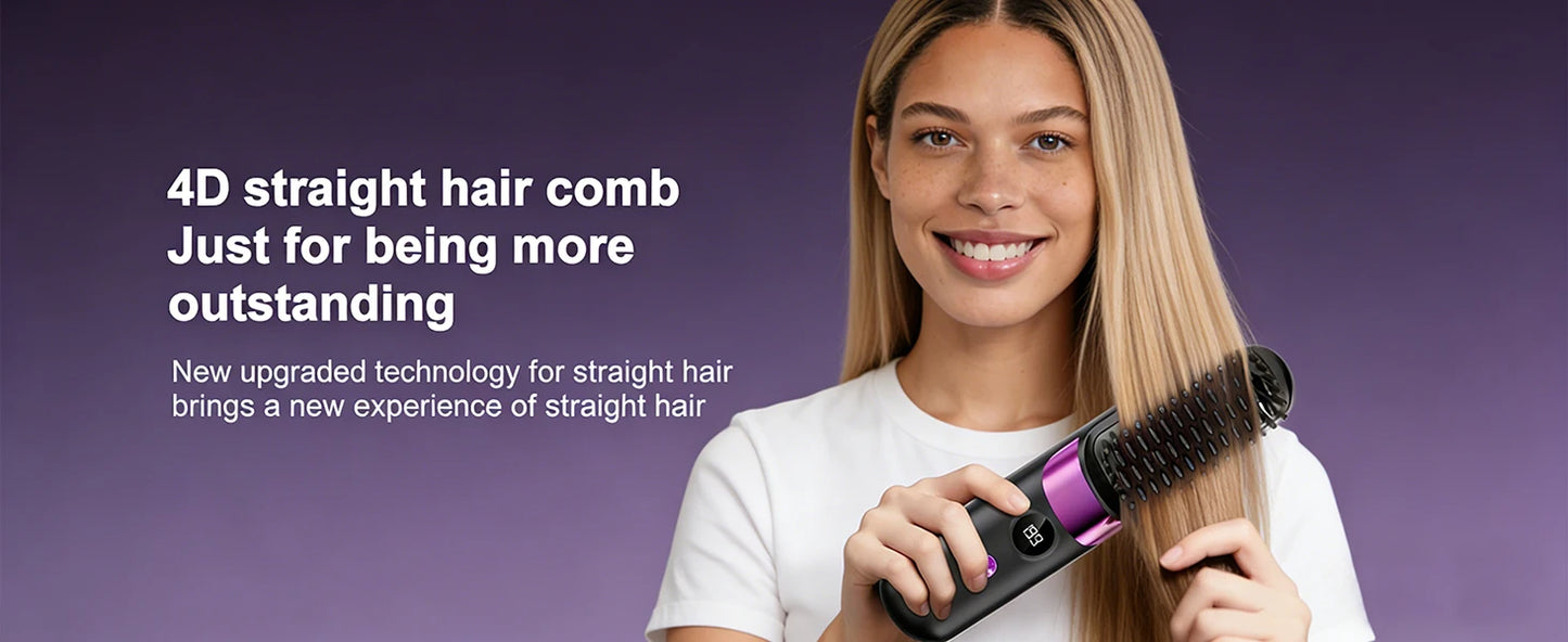Quick Styling Wireless Straightening Brush – 2026 Cordless Hair Comb for On-the-Go Touch-Up, 30s Fast Heat, Ionic & Ceramic Care