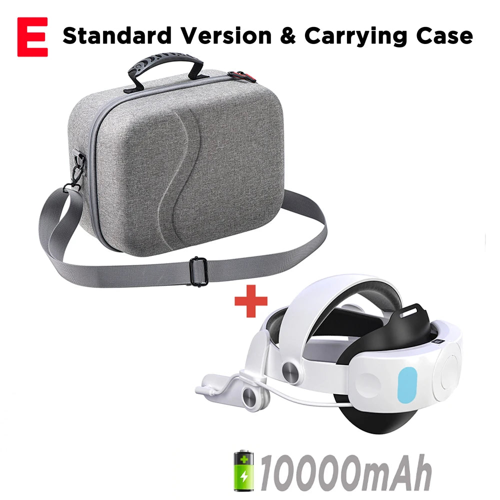 10000mAh Battery Comfort Head Strap For Meta Quest 3/3s Replacement Elite Strap PD18W Charging Enhanced Playtime, Carrying Case