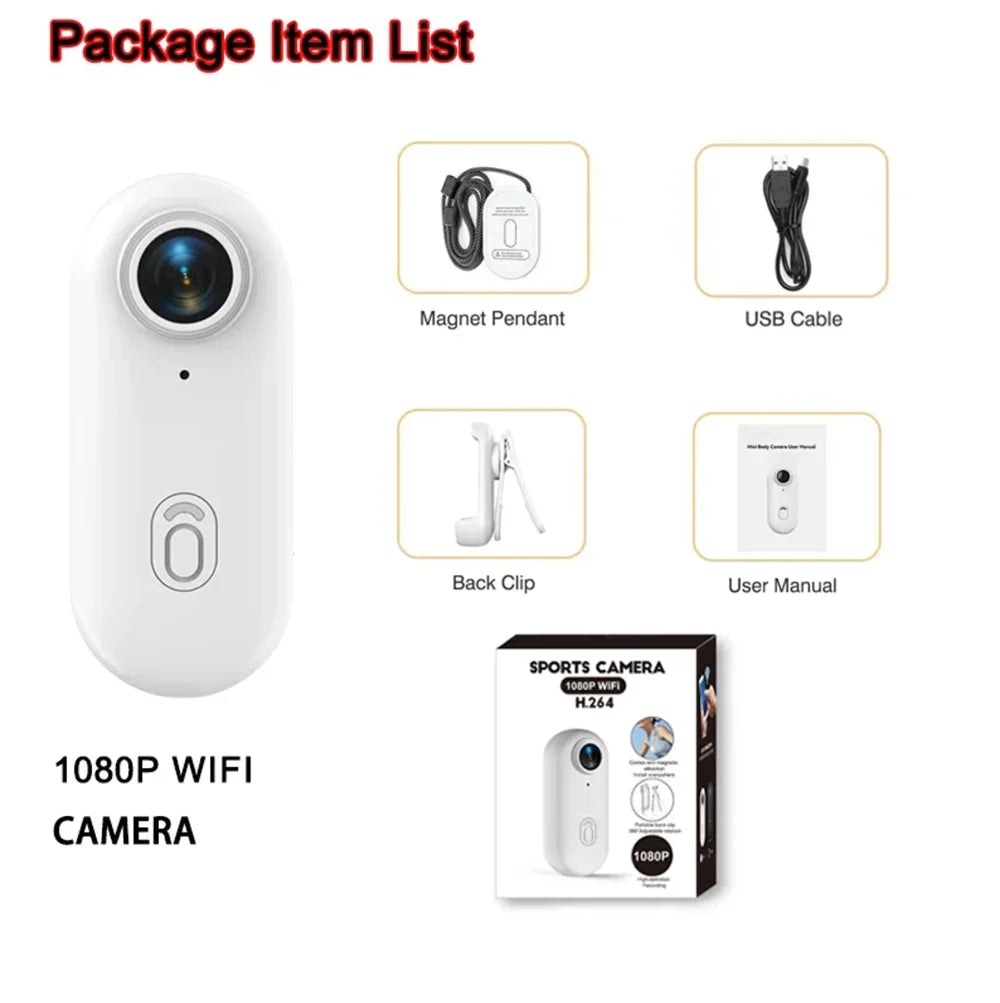 4K WiFi 1080P POV Magnetic Mini Action Camera Pocket Video Vlog Cam Helmet Motorcycle Bicycle Sports Holder Mount Recorder