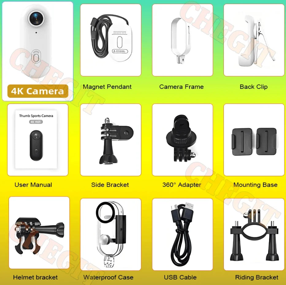 4K WiFi 1080P POV Magnetic Mini Action Camera Pocket Video Vlog Cam Helmet Motorcycle Bicycle Sports Holder Mount Recorder