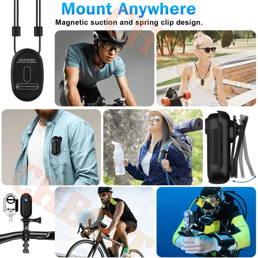 4K WiFi 1080P POV Magnetic Mini Action Camera Pocket Video Vlog Cam Helmet Motorcycle Bicycle Sports Holder Mount Recorder