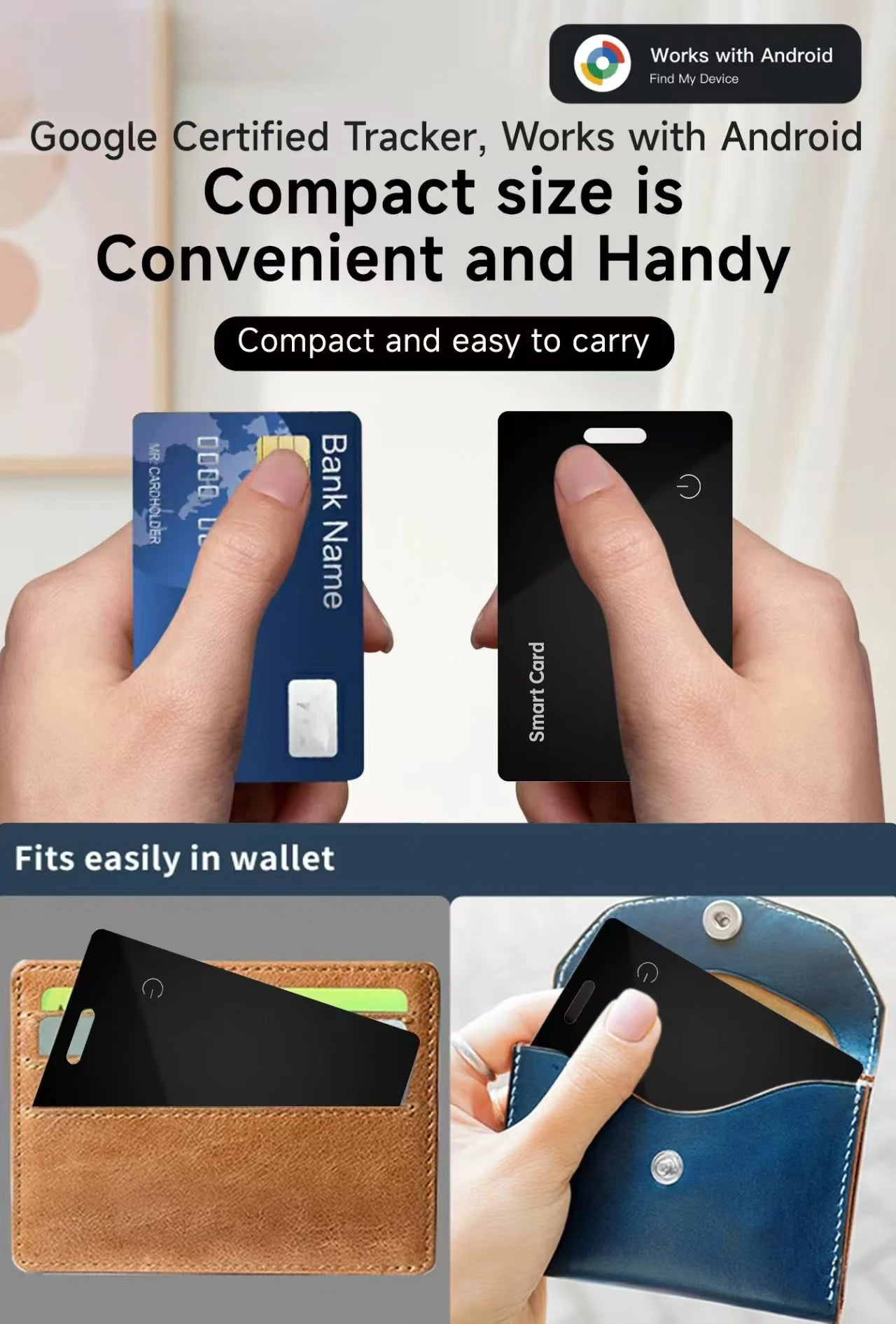 lim Wallet Tracker Card For Android - Ultra Thin Bluetooth Smart Tag Wireless Rechargeable For Wallet And Luggage Anti-Left